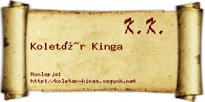 Koletár Kinga névjegykártya